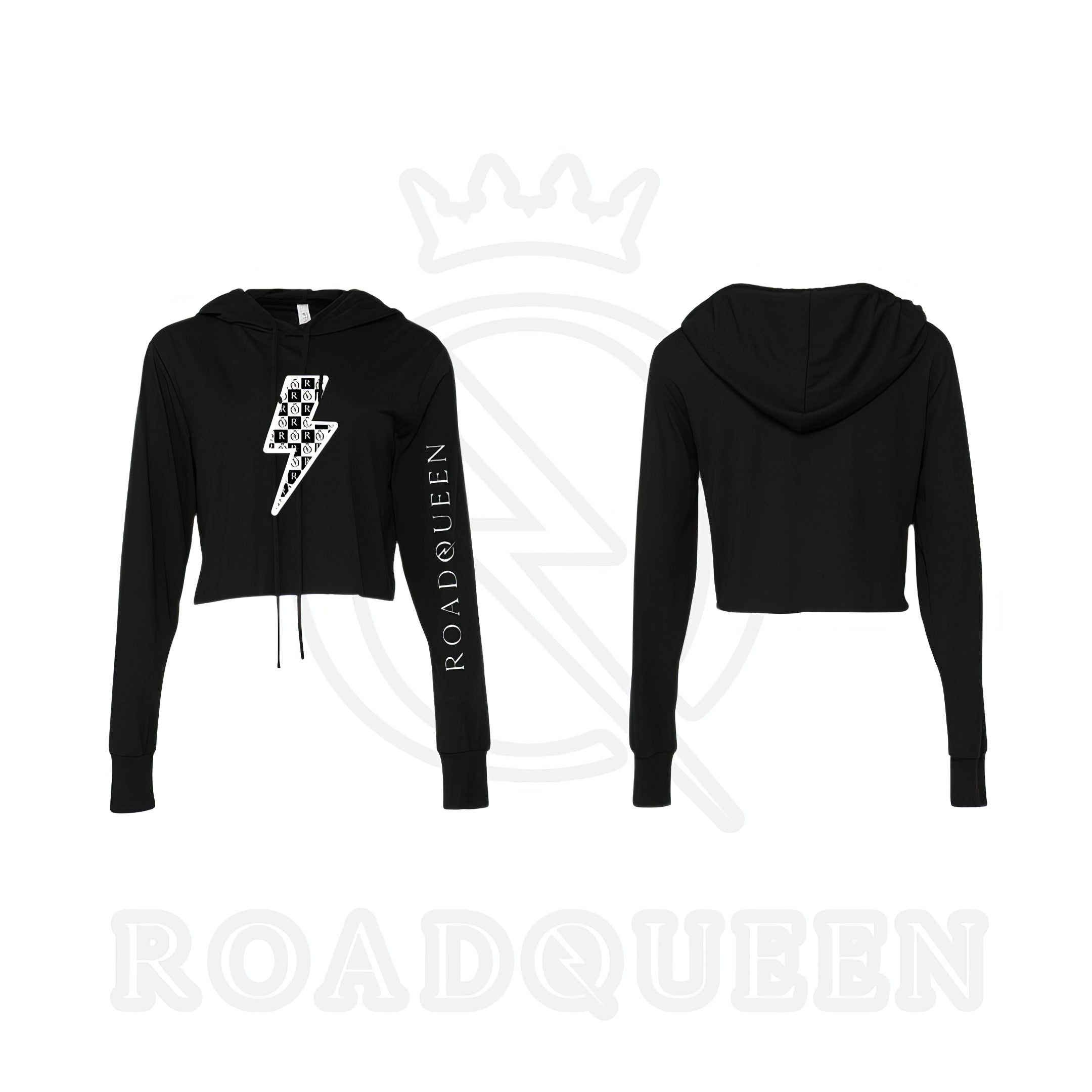 RQ Checkered Lightning Bolt Crop Hoodie